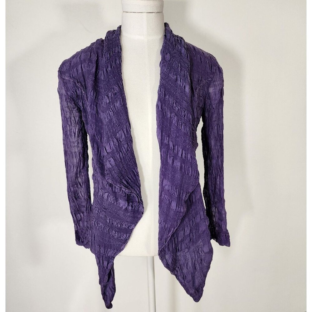 Grizas Womens Shirt Blouse Purple Sheer Lagenlook Fairy Whimsigoth 3/4 sleeve XS